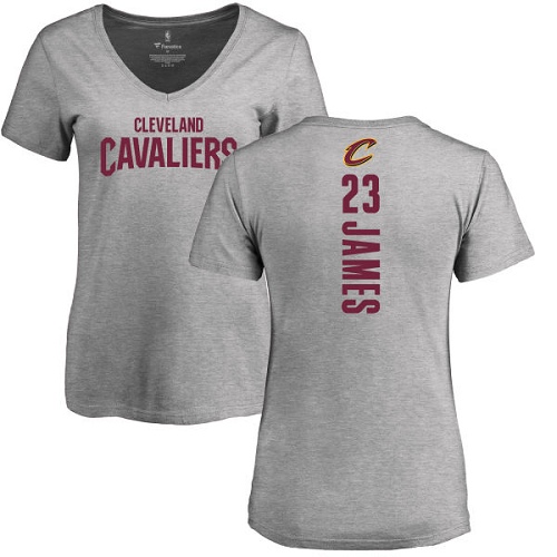 NBA Women's Nike Cleveland Cavaliers #23 LeBron James Ash Backer T-Shirt