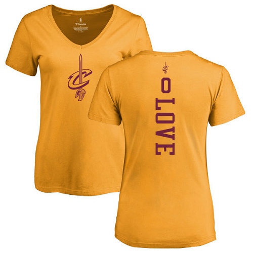 NBA Women's Nike Cleveland Cavaliers #0 Kevin Love Gold One Color Backer Slim-Fit V-Neck T-Shirt