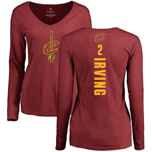 NBA Women's Nike Cleveland Cavaliers #2 Kyrie Irving Maroon Backer Long Sleeve T-Shirt