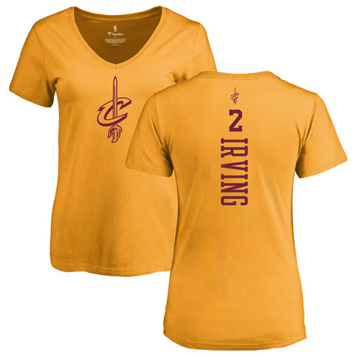 NBA Women's Nike Cleveland Cavaliers #2 Kyrie Irving Gold One Color Backer Slim-Fit V-Neck T-Shirt