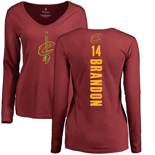 NBA Women's Nike Cleveland Cavaliers #14 Terrell Brandon Maroon Backer Long Sleeve T-Shirt