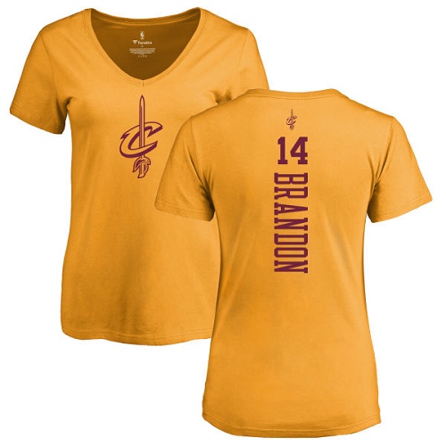 NBA Women's Nike Cleveland Cavaliers #14 Terrell Brandon Gold One Color Backer Slim-Fit V-Neck T-Shirt