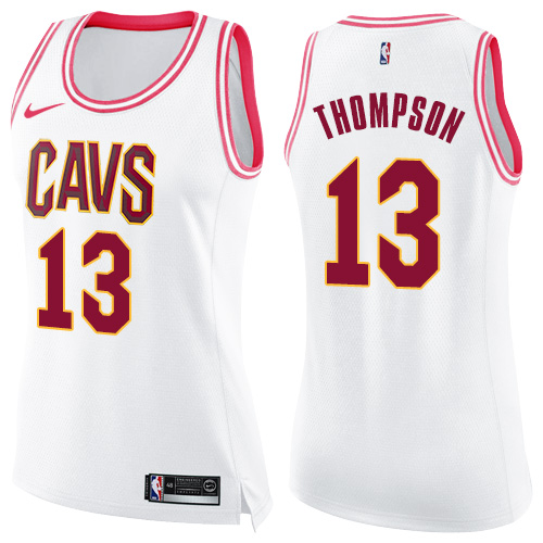 Women's Nike Cleveland Cavaliers #13 Tristan Thompson Swingman White/Pink Fashion NBA Jersey