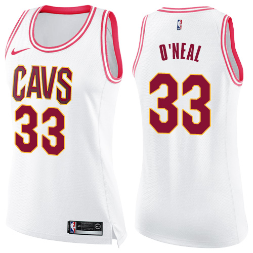 Women's Nike Cleveland Cavaliers #33 Shaquille O'Neal Swingman White/Pink Fashion NBA Jersey