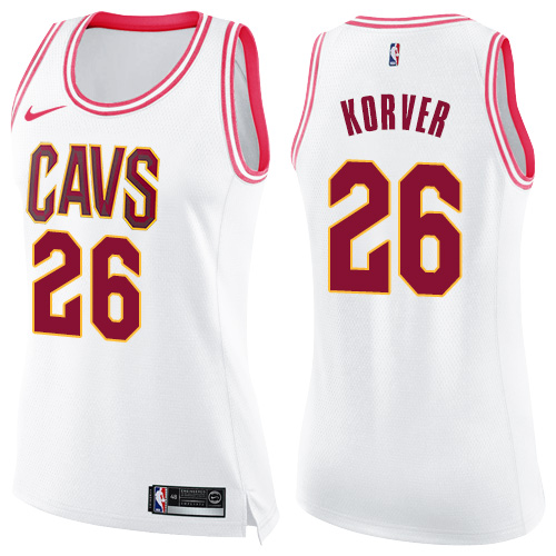 Women's Nike Cleveland Cavaliers #26 Kyle Korver Swingman White/Pink Fashion NBA Jersey
