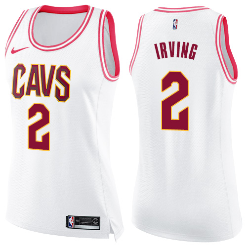 Women's Nike Cleveland Cavaliers #2 Kyrie Irving Swingman White/Pink Fashion NBA Jersey