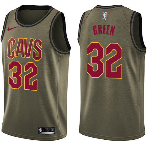 Men's Nike Cleveland Cavaliers #32 Jeff Green Swingman Green Salute to Service NBA Jersey