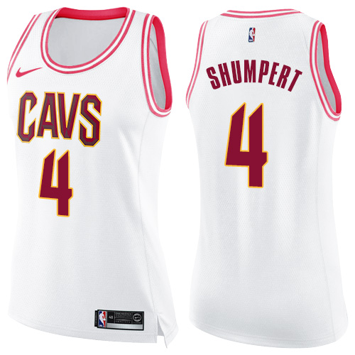 Women's Nike Cleveland Cavaliers #4 Iman Shumpert Swingman White/Pink Fashion NBA Jersey