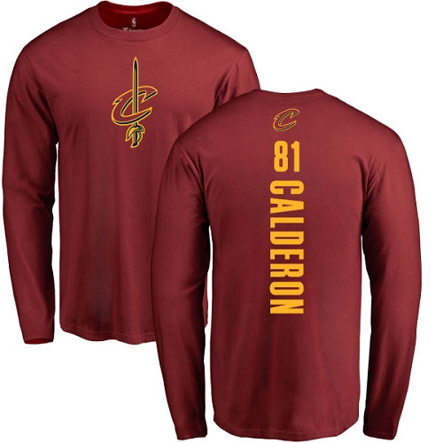 NBA Nike Cleveland Cavaliers #81 Jose Calderon Maroon Backer Long Sleeve T-Shirt