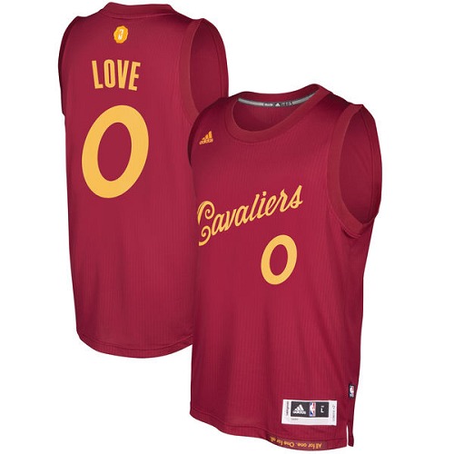 Men's Adidas Cleveland Cavaliers #0 Kevin Love Authentic Wine Red 2016-2017 Christmas Day NBA Jersey