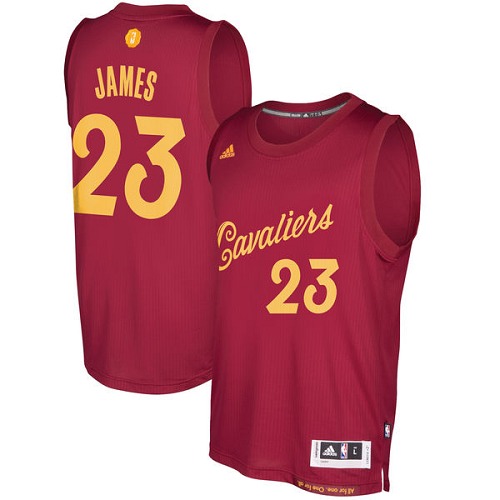 Men's Adidas Cleveland Cavaliers #23 LeBron James Authentic Wine Red 2016-2017 Christmas Day NBA Jersey
