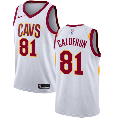 Men's Nike Cleveland Cavaliers #81 Jose Calderon Authentic White Home NBA Jersey - Association Edition