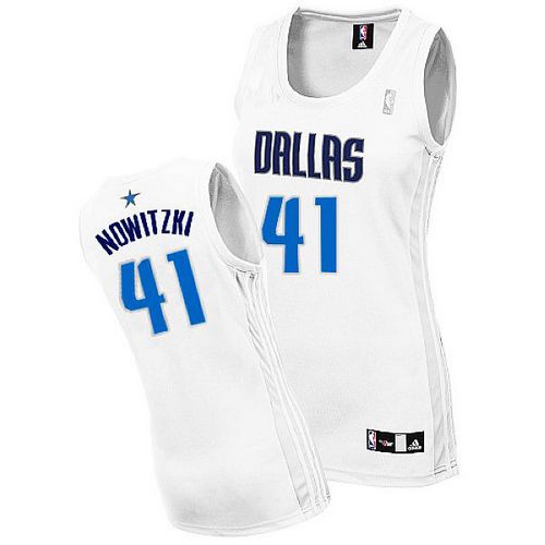 Women's Adidas Dallas Mavericks #41 Dirk Nowitzki Authentic White Home NBA Jersey