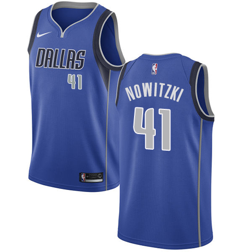 Women's Nike Dallas Mavericks #41 Dirk Nowitzki Swingman Royal Blue Road NBA Jersey - Icon Edition