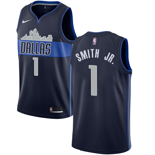 Men's Nike Dallas Mavericks #1 Dennis Smith Jr. Authentic Navy Blue NBA Jersey Statement Edition