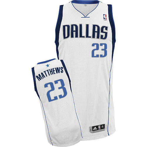 Men's Adidas Dallas Mavericks #23 Wesley Matthews Authentic White Home NBA Jersey