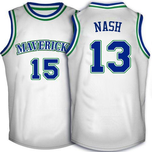 Men's Adidas Dallas Mavericks #13 Steve Nash Authentic White Throwback NBA Jersey