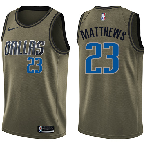 Youth Nike Dallas Mavericks #23 Wesley Matthews Swingman Green Salute to Service NBA Jersey