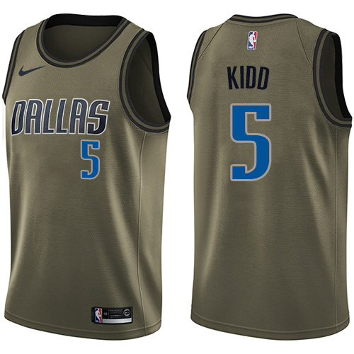 Men's Nike Dallas Mavericks #5 Jason Kidd Swingman Green Salute to Service NBA Jersey