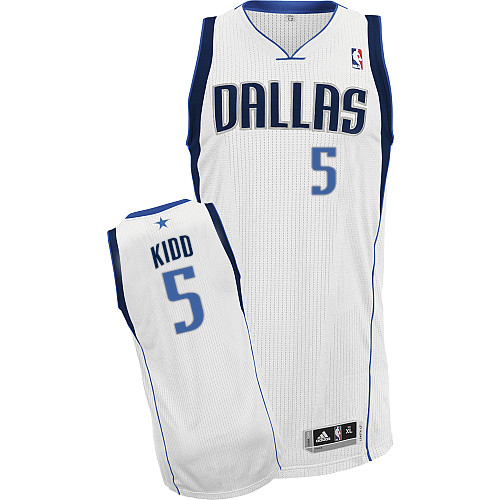 Men's Adidas Dallas Mavericks #5 Jason Kidd Authentic White Home NBA Jersey