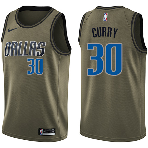 Men's Nike Dallas Mavericks #30 Seth Curry Swingman Green Salute to Service NBA Jersey