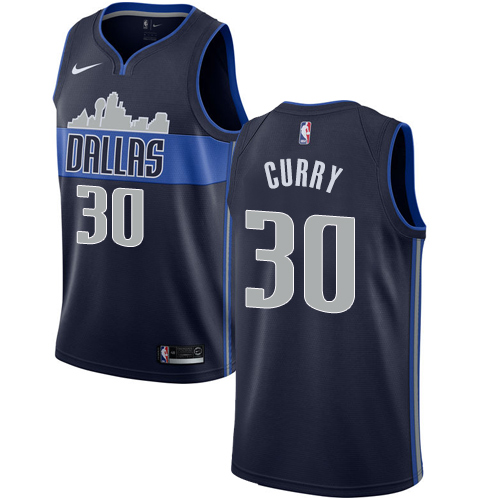 Men's Nike Dallas Mavericks #30 Seth Curry Authentic Navy Blue NBA Jersey Statement Edition