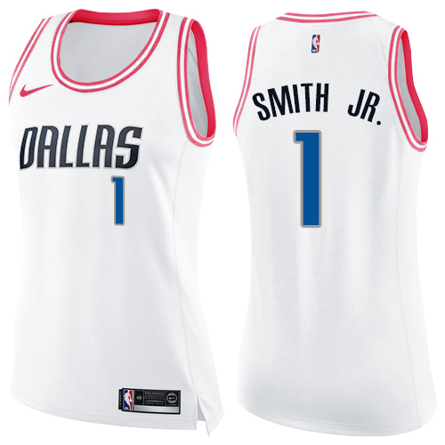 Women's Nike Dallas Mavericks #1 Dennis Smith Jr. Swingman White/Pink Fashion NBA Jersey