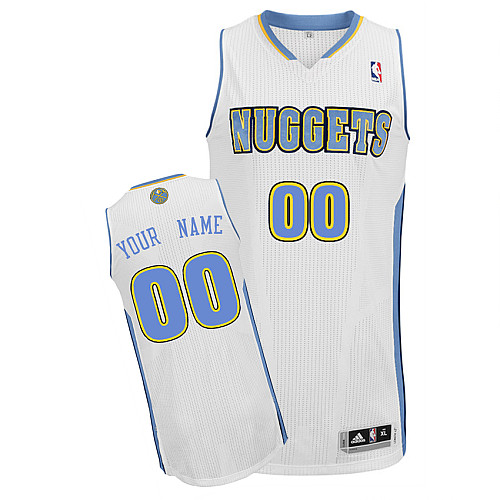 Men's Adidas Denver Nuggets Customized Authentic White Home NBA Jersey