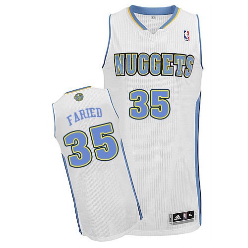 Men's Adidas Denver Nuggets #35 Kenneth Faried Authentic White Home NBA Jersey