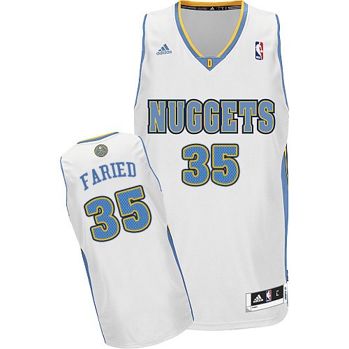 Men's Adidas Denver Nuggets #35 Kenneth Faried Swingman White Home NBA Jersey