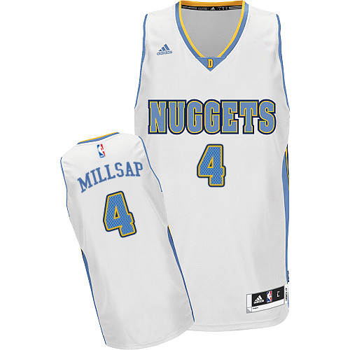 Men's Adidas Denver Nuggets #4 Paul Millsap Swingman White Home NBA Jersey