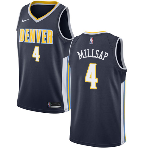 Men's Nike Denver Nuggets #4 Paul Millsap Authentic Navy Blue Road NBA Jersey - Icon Edition