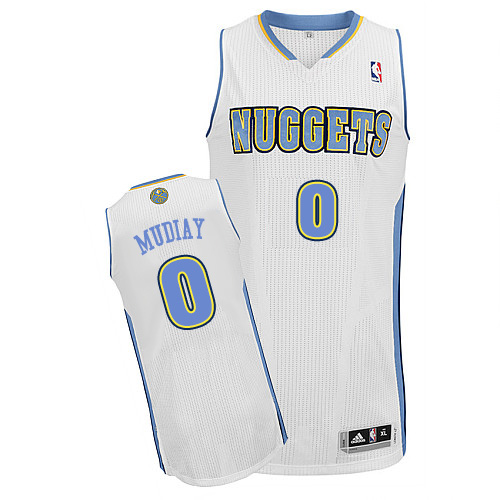 Men's Adidas Denver Nuggets #0 Emmanuel Mudiay Authentic White Home NBA Jersey