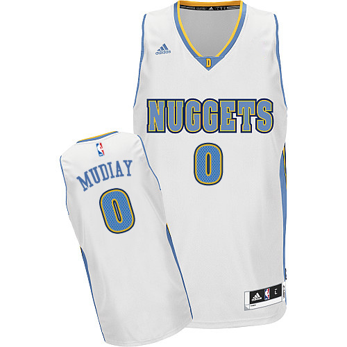 Men's Adidas Denver Nuggets #0 Emmanuel Mudiay Swingman White Home NBA Jersey