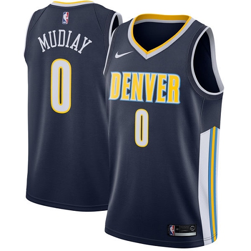 Men's Nike Denver Nuggets #0 Emmanuel Mudiay Authentic Navy Blue Road NBA Jersey - Icon Edition