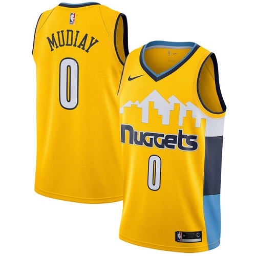 Men's Nike Denver Nuggets #0 Emmanuel Mudiay Authentic Gold Alternate NBA Jersey Statement Edition