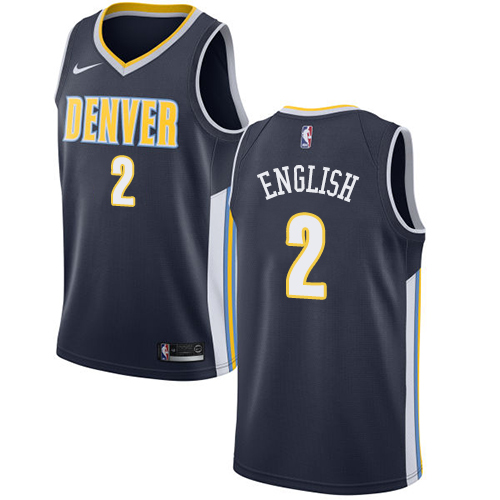 Men's Nike Denver Nuggets #2 Alex English Authentic Navy Blue Road NBA Jersey - Icon Edition