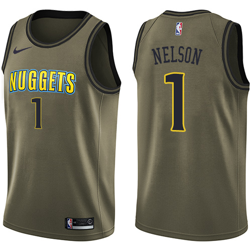 Men's Nike Denver Nuggets #1 Jameer Nelson Swingman Green Salute to Service NBA Jersey