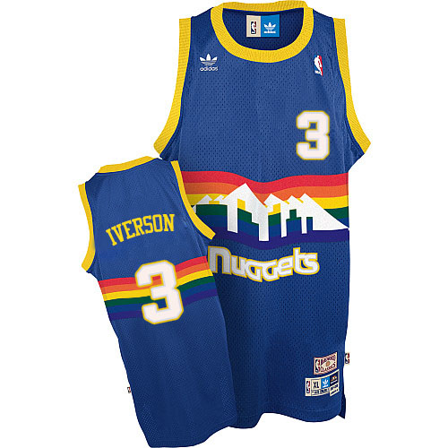 Men's Adidas Denver Nuggets #3 Allen Iverson Swingman Light Blue Throwback NBA Jersey