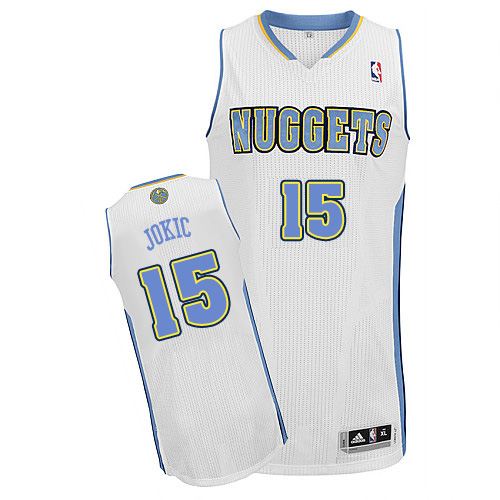 Men's Adidas Denver Nuggets #15 Nikola Jokic Authentic White Home NBA Jersey