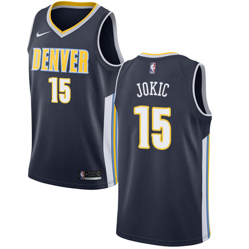 Men's Nike Denver Nuggets #15 Nikola Jokic Authentic Navy Blue Road NBA Jersey - Icon Edition