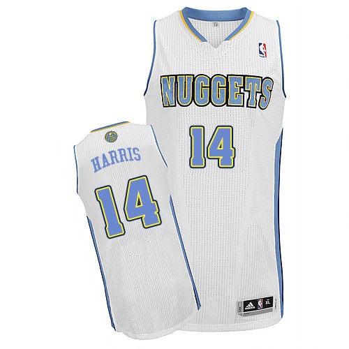 Men's Adidas Denver Nuggets #14 Gary Harris Authentic White Home NBA Jersey