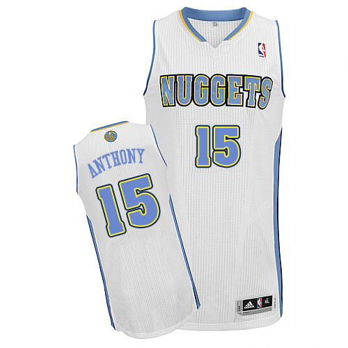 Men's Adidas Denver Nuggets #15 Carmelo Anthony Authentic White Home NBA Jersey