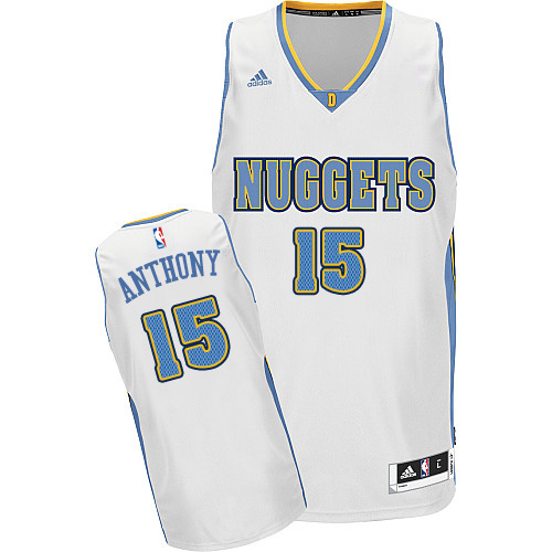 Men's Adidas Denver Nuggets #15 Carmelo Anthony Swingman White Home NBA Jersey