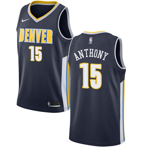 Men's Nike Denver Nuggets #15 Carmelo Anthony Authentic Navy Blue Road NBA Jersey - Icon Edition