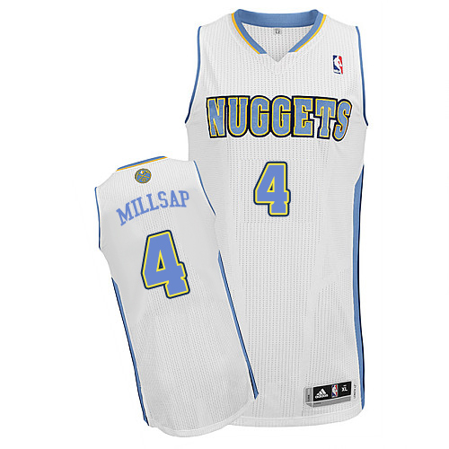Women's Adidas Denver Nuggets #4 Paul Millsap Authentic White Home NBA Jersey