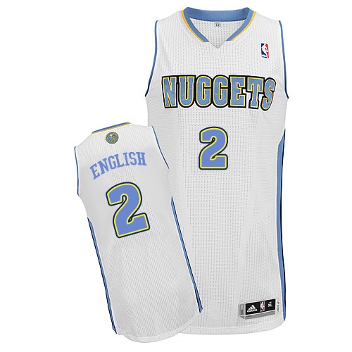 Women's Adidas Denver Nuggets #2 Alex English Authentic White Home NBA Jersey