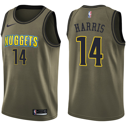 Men's Nike Denver Nuggets #14 Gary Harris Swingman Green Salute to Service NBA Jersey