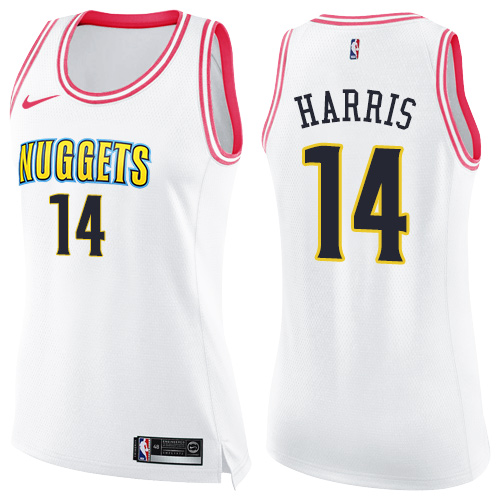 Women's Nike Denver Nuggets #14 Gary Harris Swingman White/Pink Fashion NBA Jersey