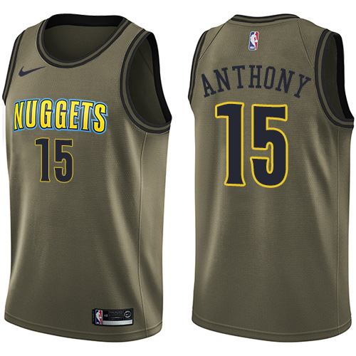 Men's Nike Denver Nuggets #15 Carmelo Anthony Swingman Green Salute to Service NBA Jersey